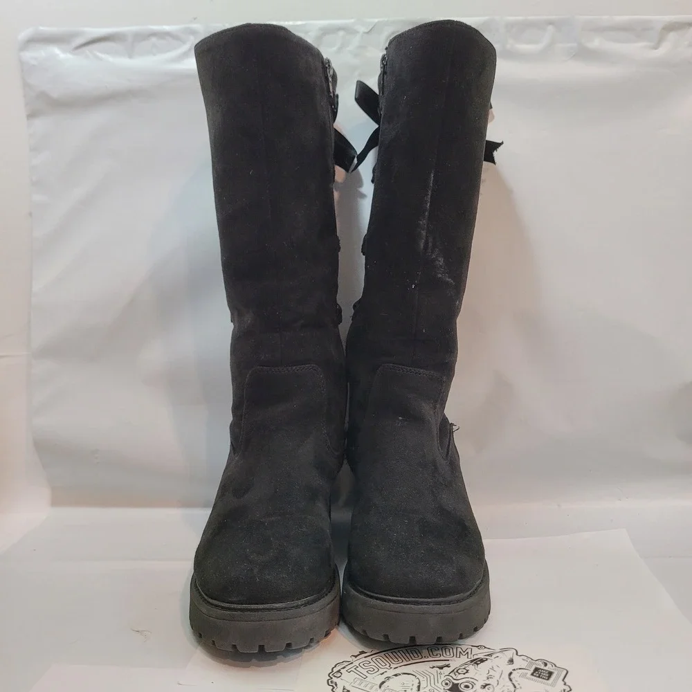 DV Dolce Vita Franka Boots Kids Girls Youth 4 Black Suede Cold Lace Up Platform
